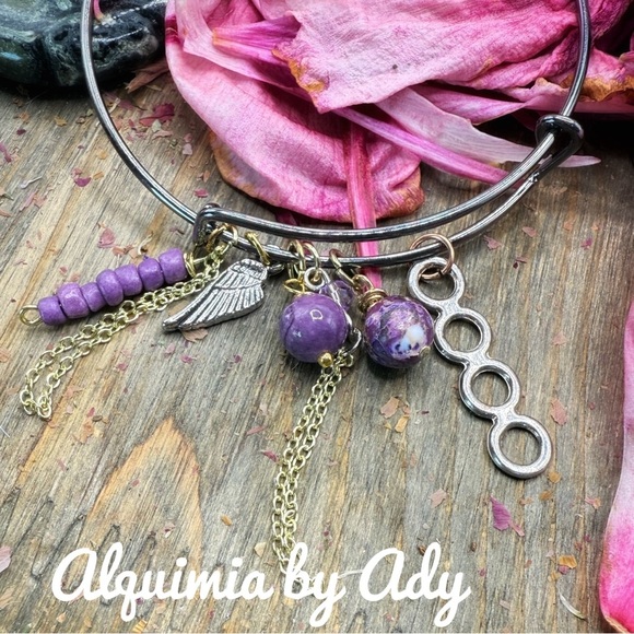 Rutile/white rutilated quartz beaded handmade bracelet metallic gold lava rock - Picture 6 of 6